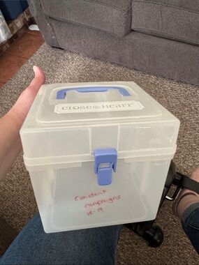 Close to My Heart Translucent Storage Box with Light Blue Handle
